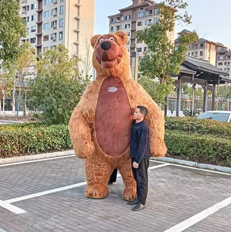 2.6M Bear Inflatable Mascot Costume Adult Walking Mascots Animal Carnival Party Cosplay Costume Funny Dress Suit Giant Bear