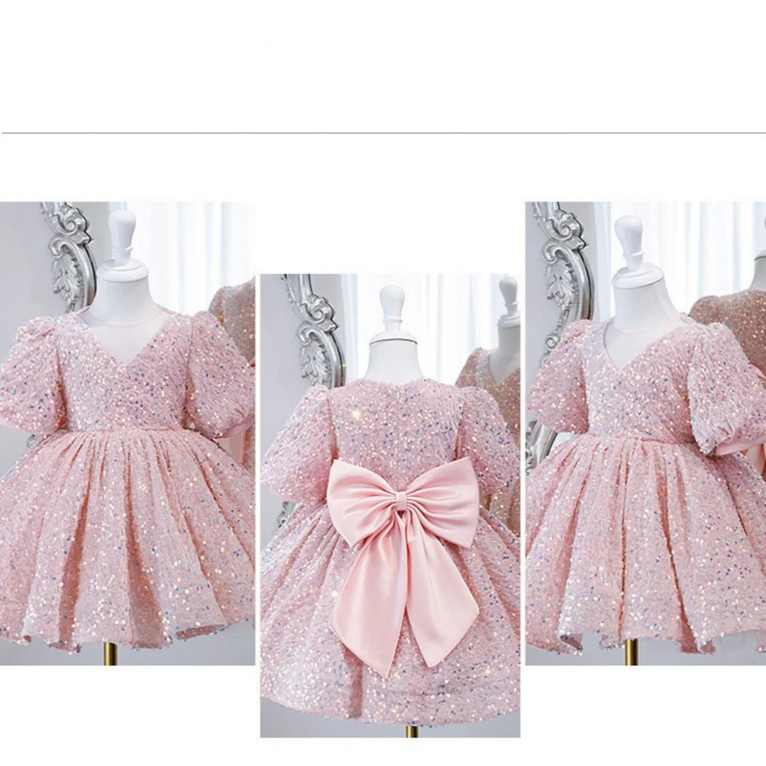 Cute Toddler Flower Girl Dresses Satin Pearls Bow Feather Wedding Birthday Ball Gown Tulle Ruffles Beaded Princess Party Dress