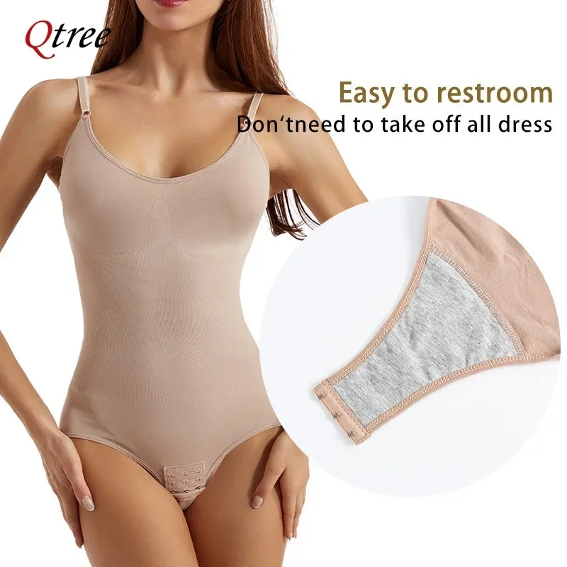 Qtree Full Body Shaper Panties Women Slimming Waist Trainer Corset Tumyy Control Shapewear Hooks Seamless Butt Lifter Bodysuit