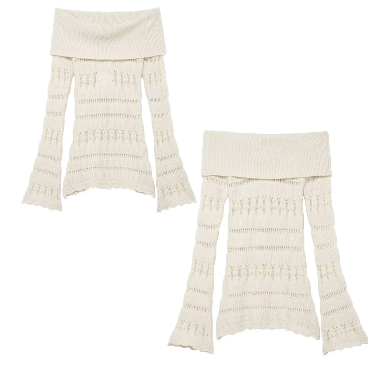 

Dave&Di French Countryside Embroidery Hollow Women's Sweater Top Minimalist Beige Eegant Sweater Knitwear Woman Clothing