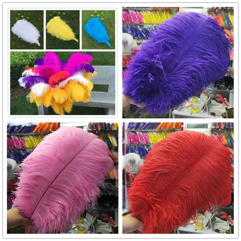 

Wholesale 10 Pcs 18-20" 45-50cm cheap colored ostrich feathers For Crafts White Black Feather Home wedding decorations plumes