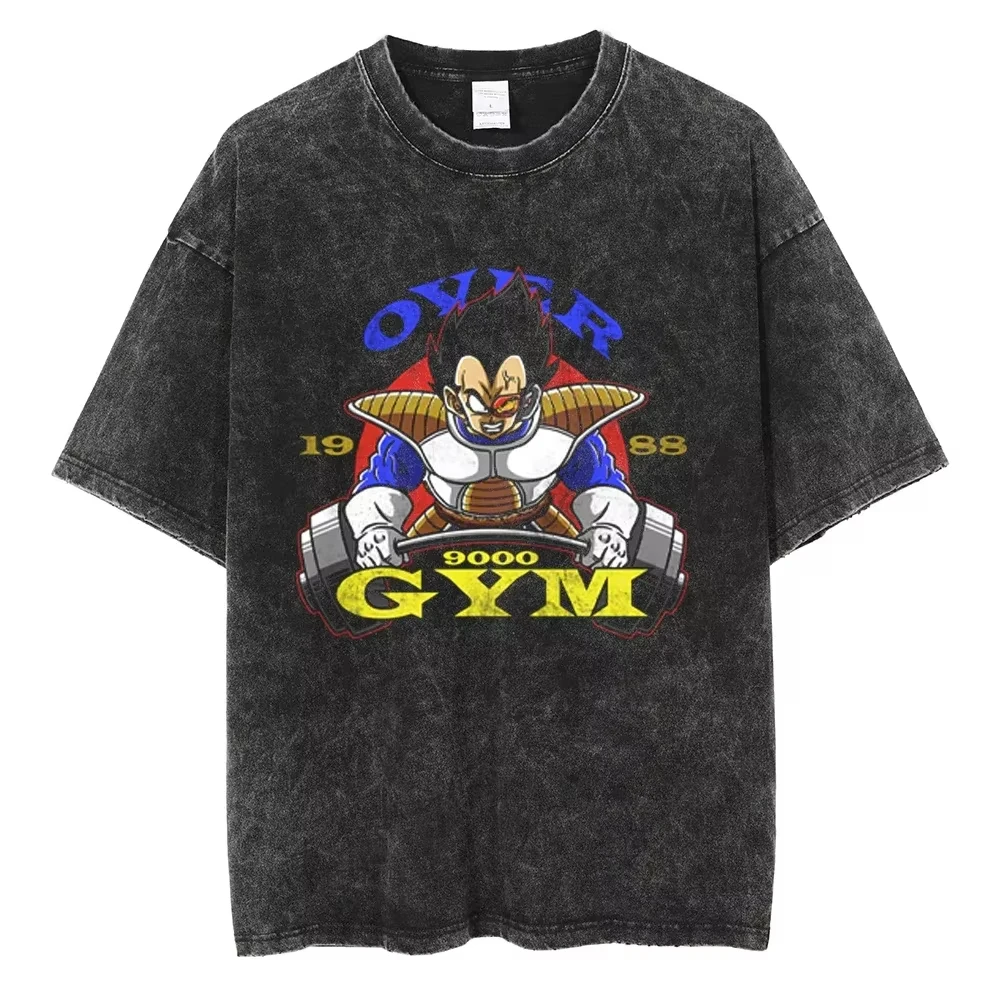 Gym Dragon Ball Vintage Harajuku Vintage Gewassen T-shirt Katoen Mannen Hip Hop Streetwear Oversized Vrouwen Korte Mouw Unisex Y2k