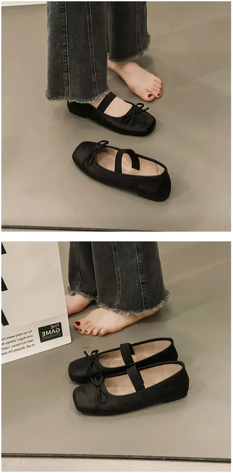 Vintage Frühlings-Slip-On Ballerinas für Damen, Komfortable Eckige Spitze, Weiche Sohle, Lederschuhe, Damen 2026 Mary Jane Schuhe – Detail 11