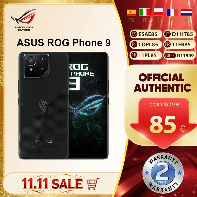 Rog Phone 9 Snapdragon 8 Nouveau Smartphone Phare De Jeu Officiel 185Hz Taux De RafraîChissement Amoled Android Mobile