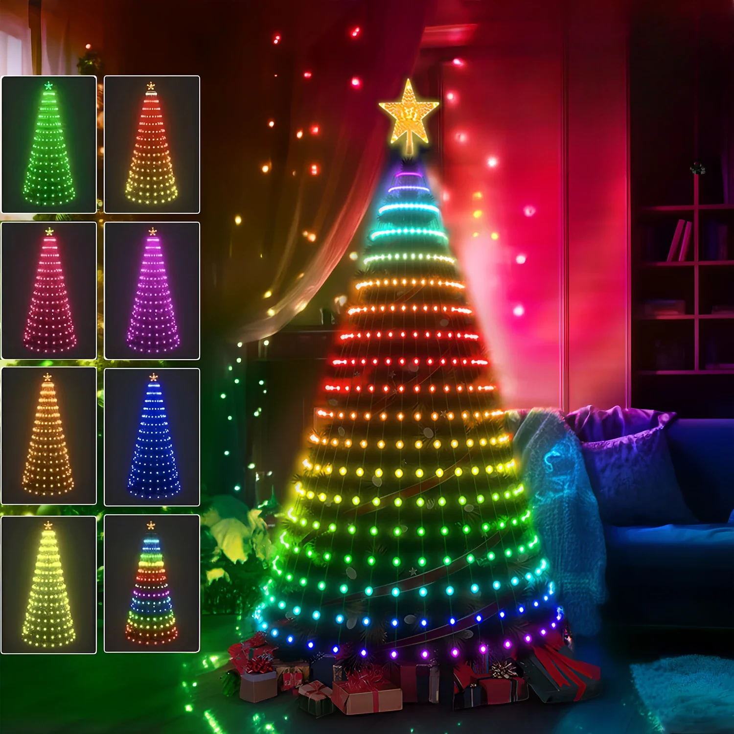 Smart Christmas Tree Star Toppers Lights with Remote & App Control Bluetooth RGB Fairy LED Star String Festival Party Decoration