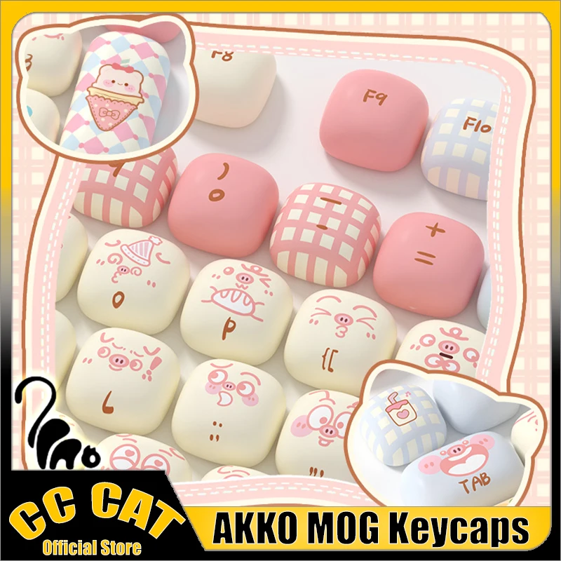 

AKKO Pig Party Keycap Pbt Sublimation 139keys Mog Ergonomics Gaming Customized Cute Accessories For Desktop Office Girls Gifts