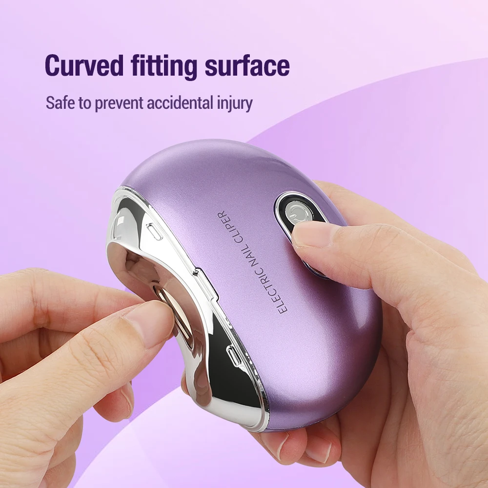 Electric Automatic Nail Clippers with UV Light Rechargeable Trimmer Fingernail Toe Nails Cutter Portable Mini Manicure Tools