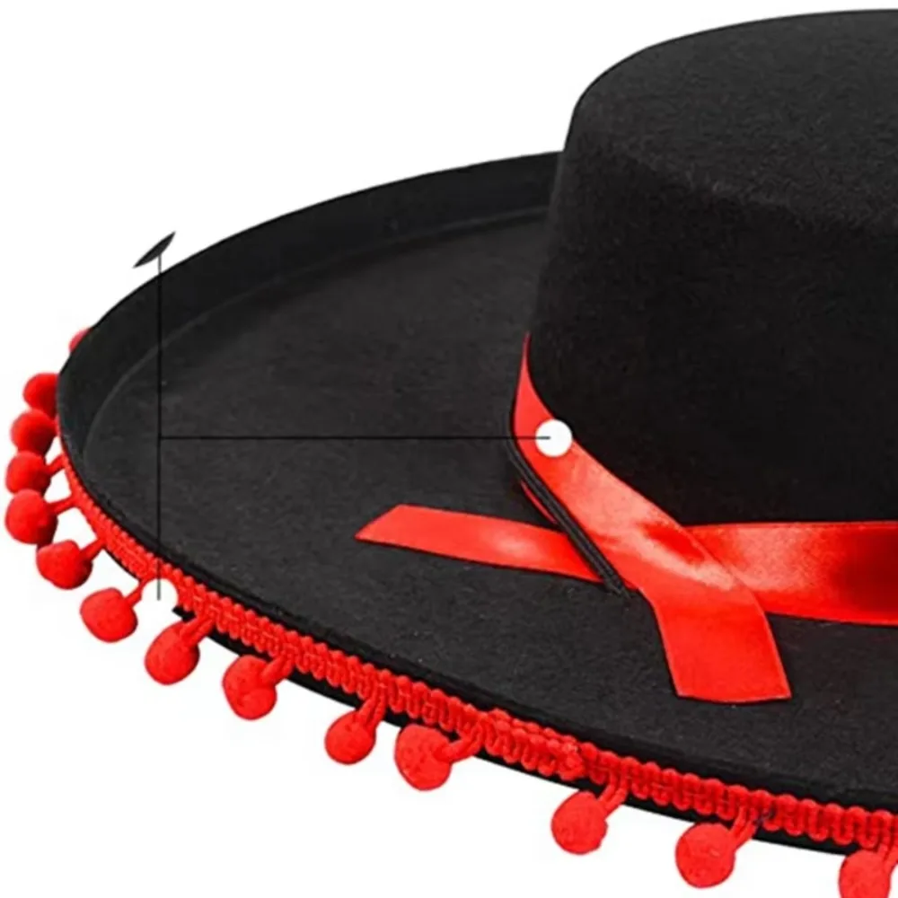 Halloween Zoro fuzz ball Mexican Sombrero Hats Wide Brim Design Photo Shoot Props Wide Brimmed Hat Party Decorate Casual