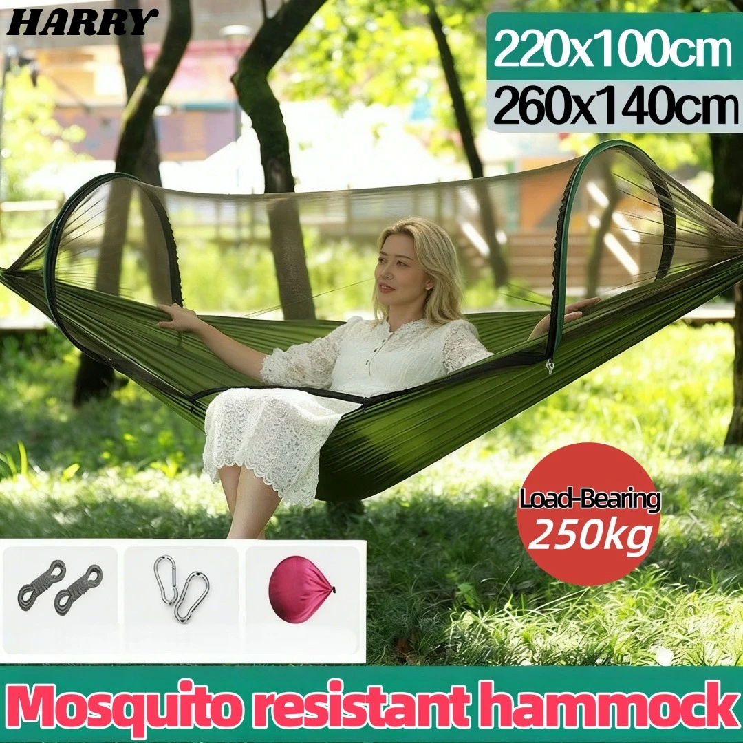

Портативный походный гамак 2-в-1 с москитной сеткой, легкий нейлоновый гамак для путешествий, походов и отдыха на природе