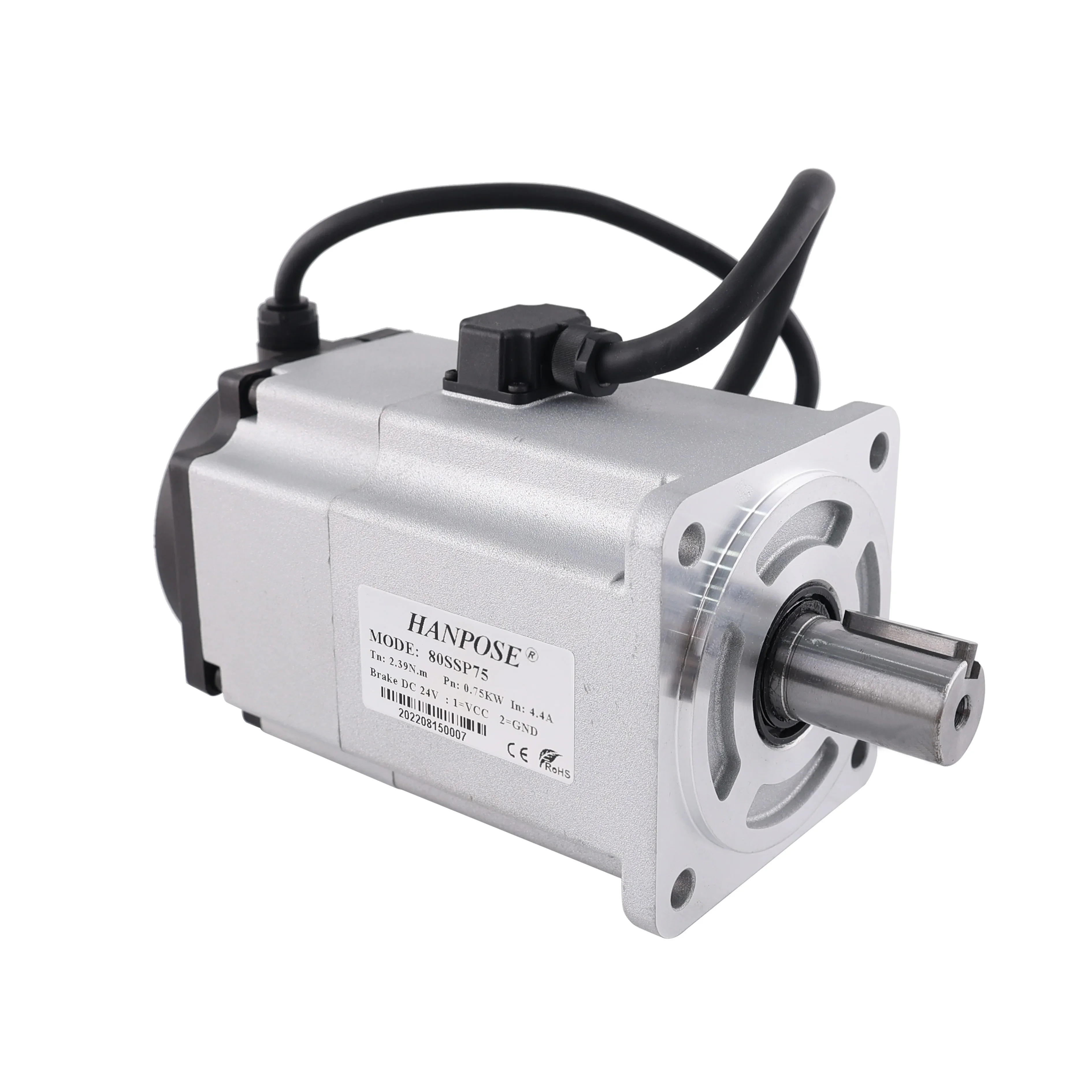 HANPOSE High Performance Version Automation Equipment 80SSP75 AC Servo Motor 750w With Brake 2.4n.M 4.4a 3000-6000rpm Controller