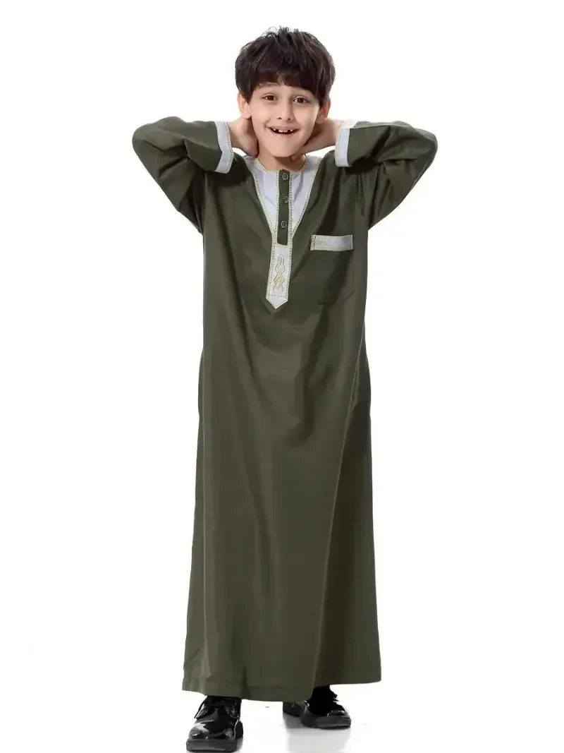 Ramadan islamski chłopcy dubaj saudyjski Jubba Thobe Thawb odzież muzułmańska Kaftan Abaya dzieci Eid szaty dzieci arabski sukienka na bliskim wschodzie