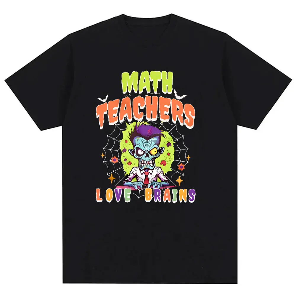 Halloween-themed Math Teachers T Shirt Funny Attire for School Events Great Teacher's Gift Graphic T Shirts Unisex Holiday Gift