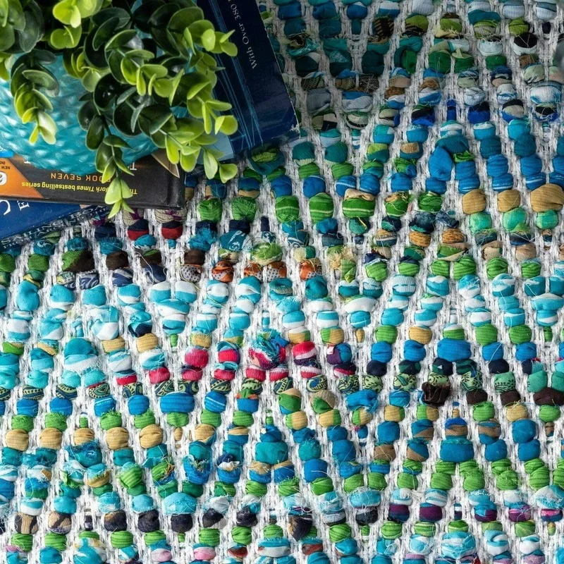 Indian Rug 100%Cotton Natural Hand Braided Style Bohemian Carpet Modern Area Rug