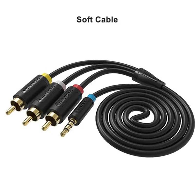 Vention 3.5mm To 3 RCA Audio Cable Adapter 1.5m/2m High Quality Male To Male Jack Aux Cable For Android TV Box Speaker Ipod 1to3