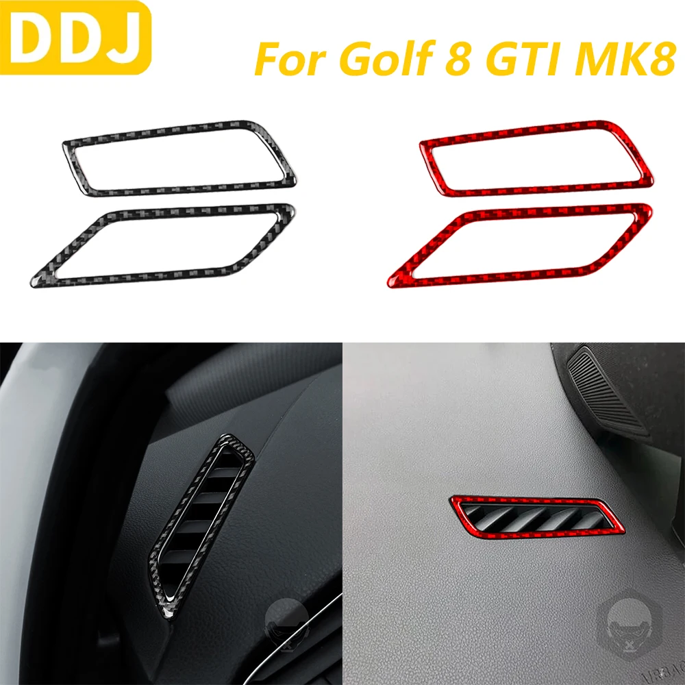 

Для Volkswagen Golf 8 GTI MK8 2021-2023 из настоящего углеродного волокна, приборная панель, вентиляционное отверстие, накладка, автомобильные аксессуары, наклейка