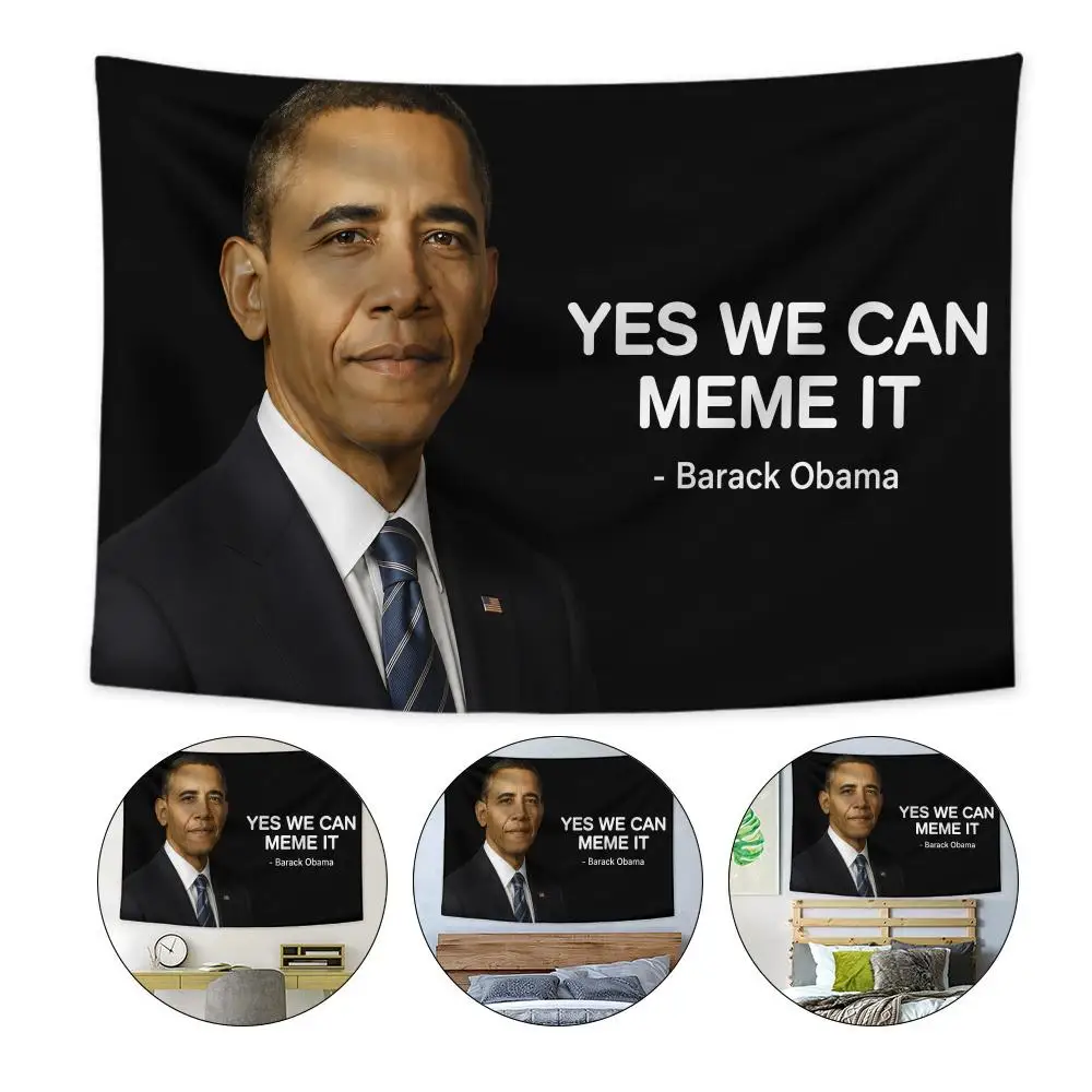 Barack Obama Yes We Can Tapestry Custom Home Living Room Bedroom Wall Decor Wallpaper Backdrop Cloth With Clips