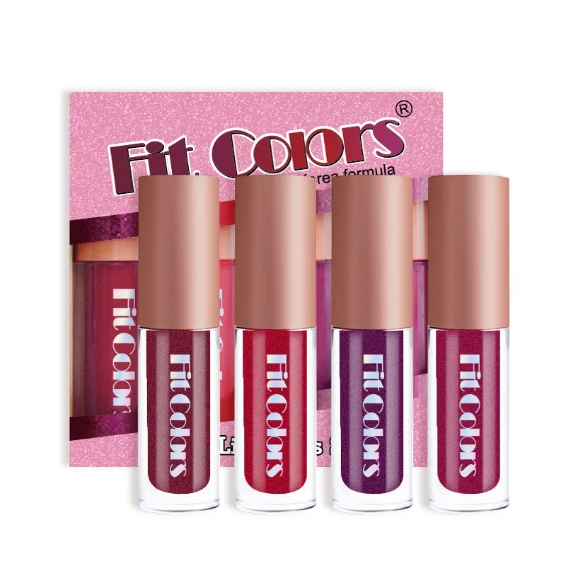 4 Stks/set Metallic No-Stick Cup Lipgloss Parelwitte Diamant Fijne Glitter Matte Hydraterende Waterdichte Lip Glazuur Vloeibare Lippenstift Kit