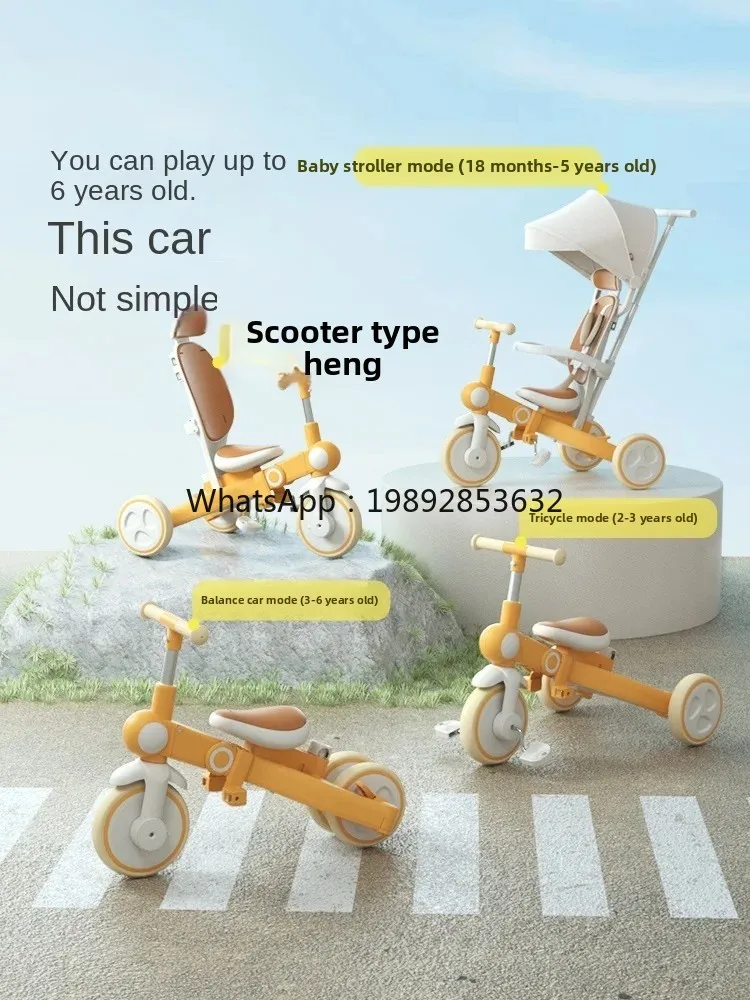 ZZ  Tricycle Pedal 1-6 Years Old Children Slip Walk the Children Fantstic Product Portable Foldable Trolley