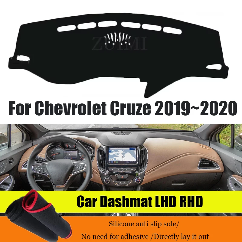

Чехол на приборную панель ZUIMI для Chevrolet Cruze 2019 ~ 2020, коврик для приборной панели с левым рулем, коврик для приборной панели, козырек от солнца