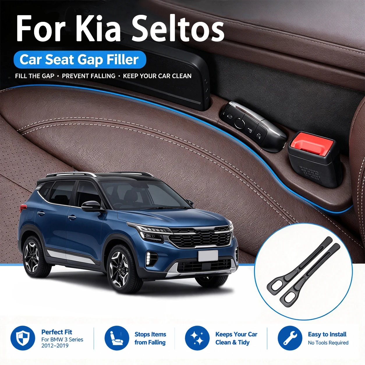 Easy Install Gap Filler Strips For Kia Seltos High Quality, Stylish Convenient Prevent Small Items Falling Tool-Free