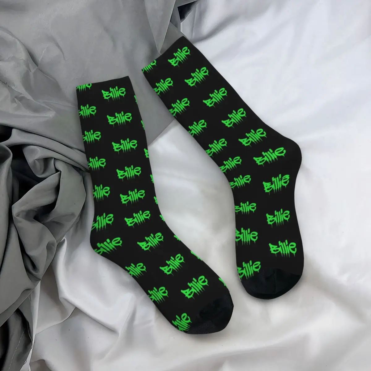 B-billies Stockings Ladies Black and Green Socks Soft Breathable Casual Socks Autumn Skateboard Non-Slip Custom Socks Gift