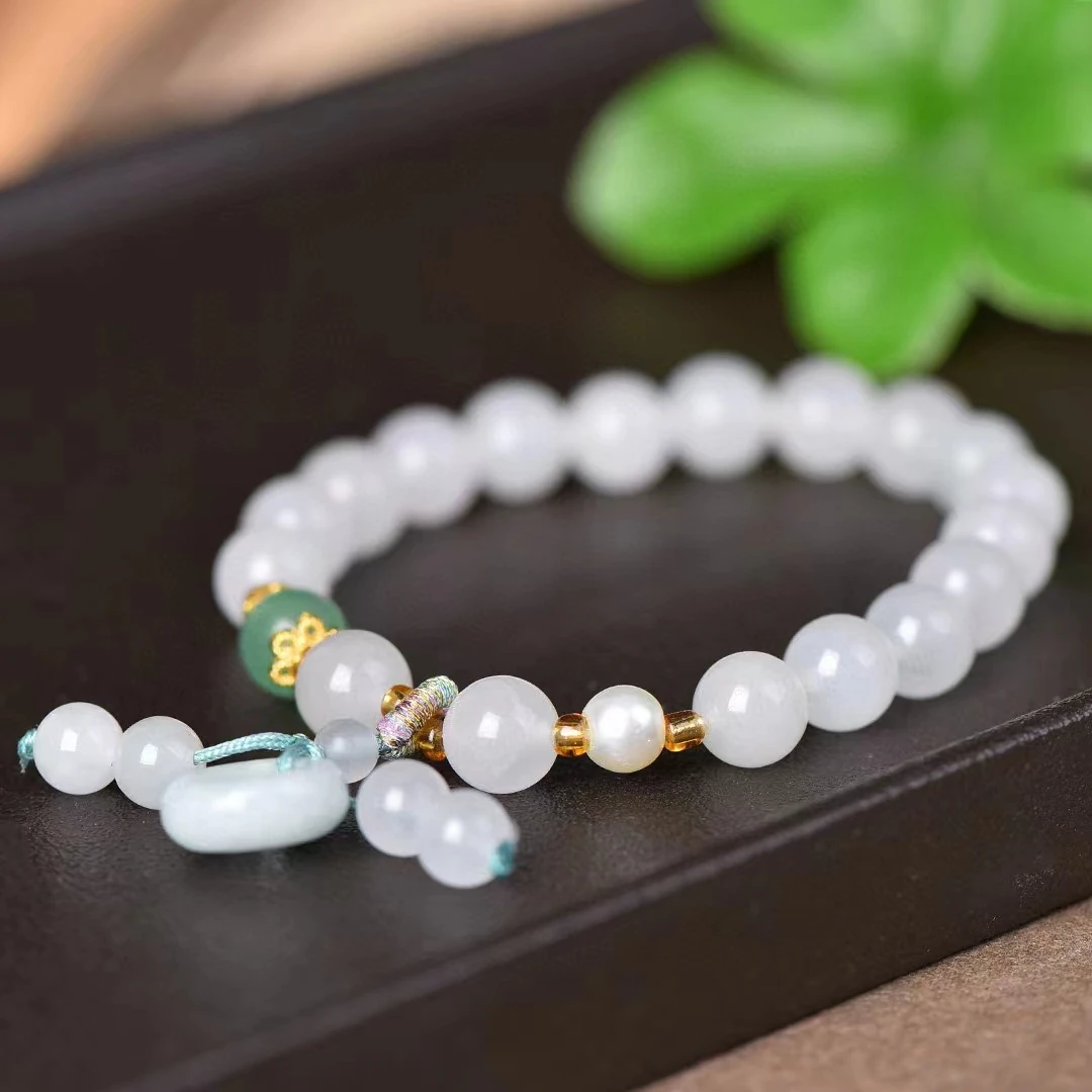 8mm koraliki Tianshan Jade łańcuszek na rękę kamień naturalny elastyczna bransoletka wykwintne damskie bransoletki z kamieni szlachetnych biżuteria Charms biżuteria