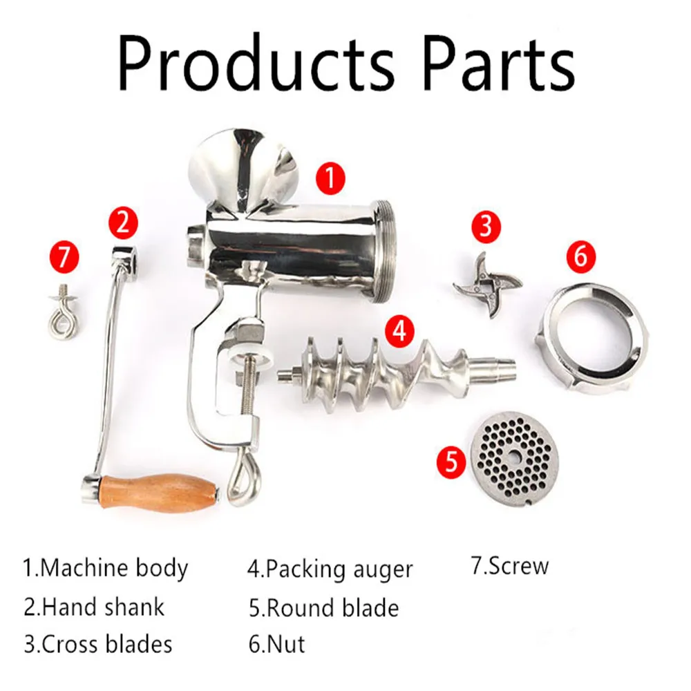 Imagem -02 - Moedor de Carne Manual Picador de Prata e Liga de Alumínio com Manivela Moedor de Carne para Casa Salsicha Cozinha