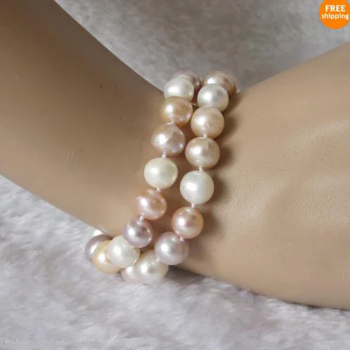 

Favorite Pearl Jewelry,8'' 9-10mm White Pink Lavender Round Freshwater Pearl Bracelet,Wedding Party Birthday Girl Lady Gift