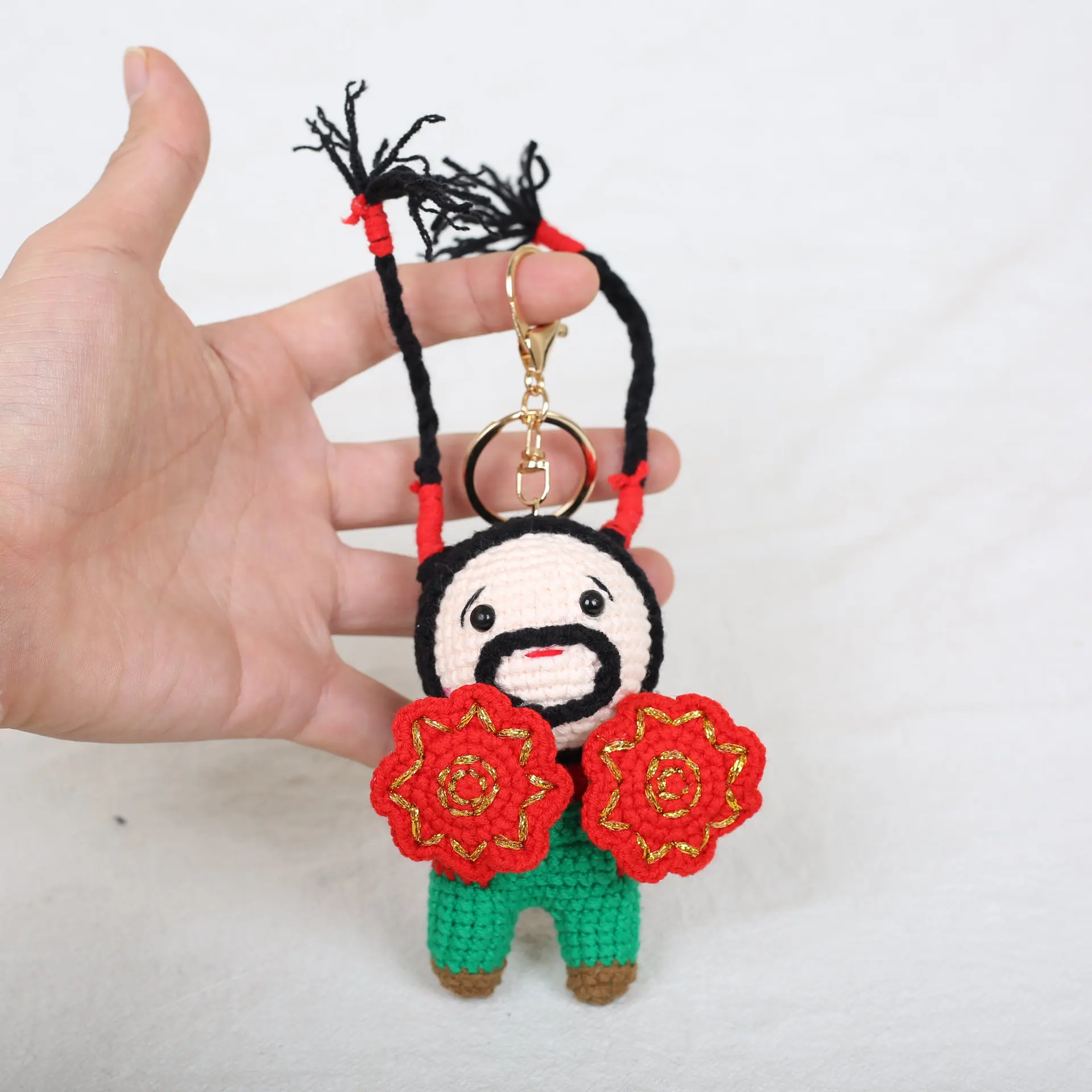 Niedliche Häkelpuppe Handgefertigter Gewebter Puppenanhänger Kreativer Taschenanhänger Gestrickter Schlüsselanhänger Lustiges Geschenk – Detail 3