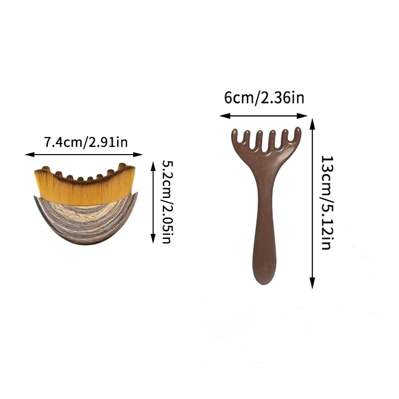 1 set of lymphatic facial brush set, chin massage brush, head massage comb, facial and neck scraping tool