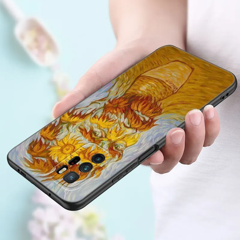 Starry Night Art Van Gogh Black Silicone Phone Case For Xiaomi Redmi Note 9 10 11 11S 11T 12 13 Pro 5G Plus 9S 10S 12S