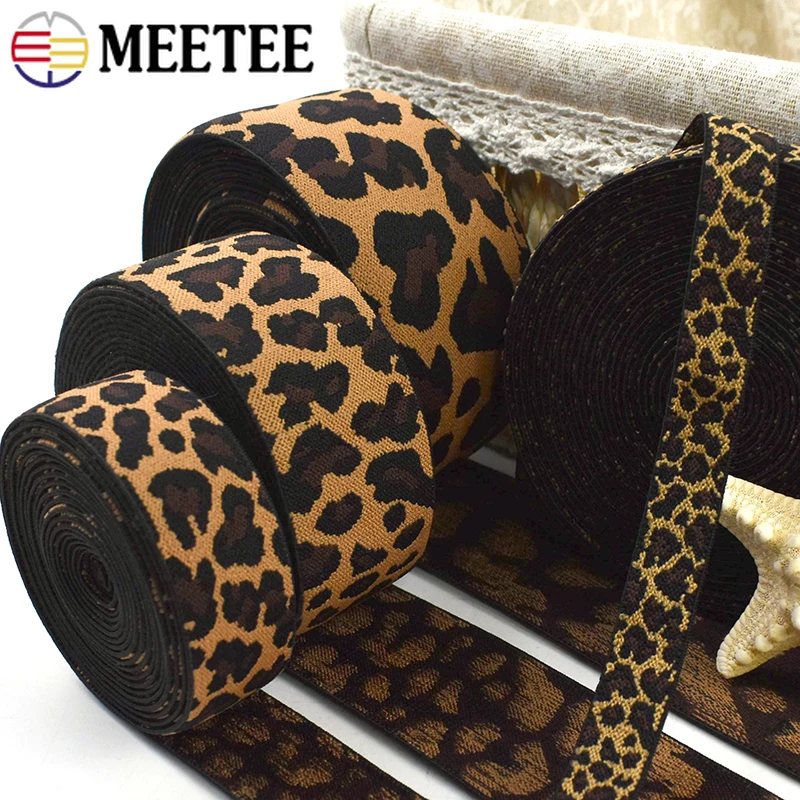 

5/10Meters 15-50mm Leopard Elastic Band for Sewing Yoga Sport Pants Rubber Belt Stretch Webbing Strap DIY Garment Accessories