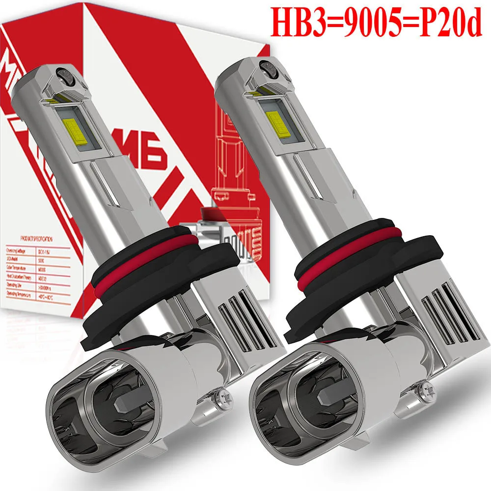 

2pcs HB3 9005 P20d Led Canbus No Error High Power Light Bulb White Car Headlight Auto Fog Diode Moto Driving Running Lamp DC 12V