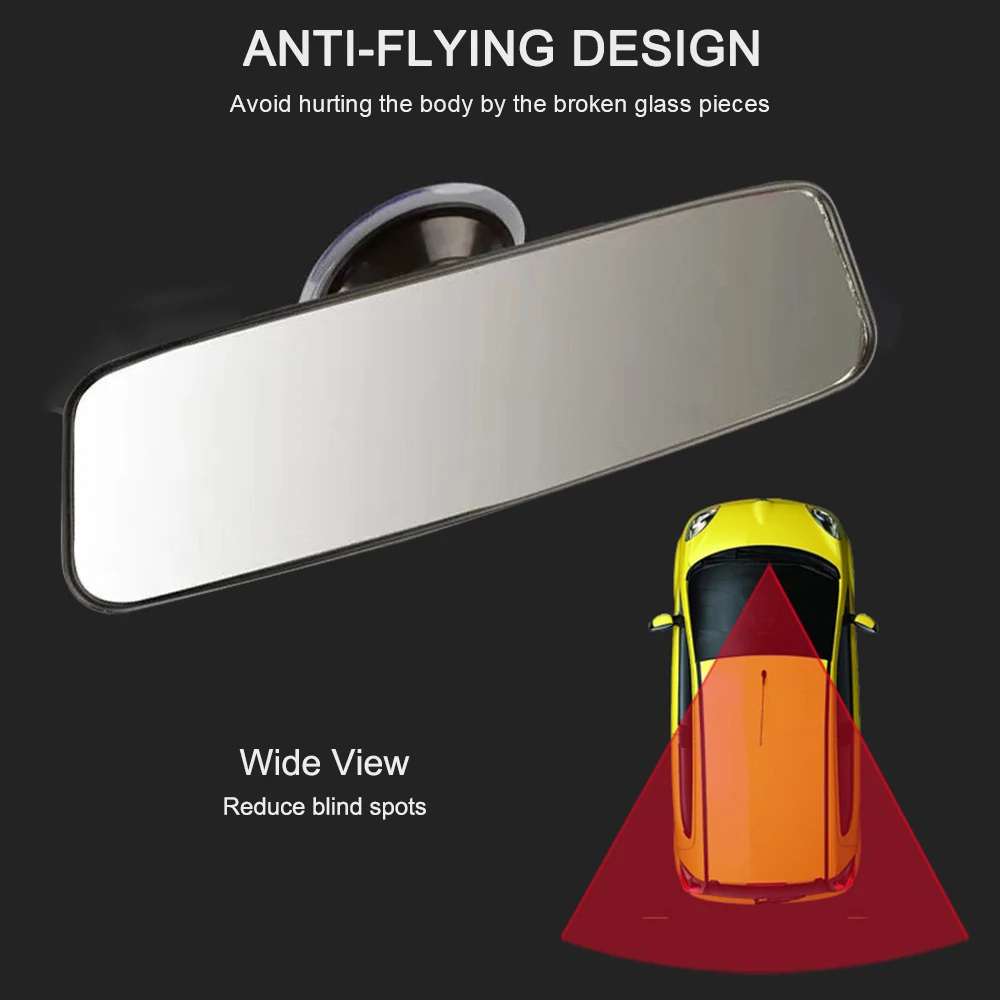 Rear View Mirror Universal Car Truck Mirror Interior Rear View Mirror Suction Cup 220*65mm Rear View Mirror Super Wide Field