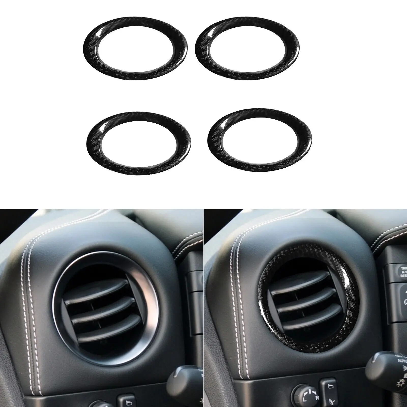 

Carbon Fiber interior trim AC frame sticker Airoutlet Surround Air Vents Trim Cover Trim Fit For nissan GTR R35 2008-2016