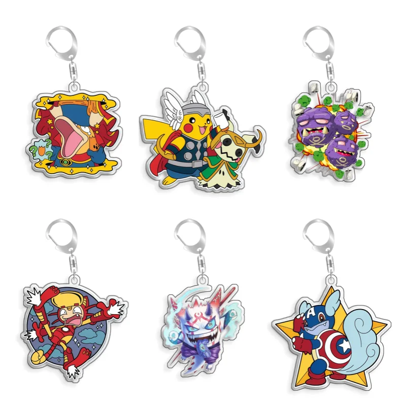 For Pokemon Elf Qikchu Weezing Gyarados Togekiss Sylveon Acrylic Original Selfmade Cute Cartoon Anime Keychain Pendant Toy Gift