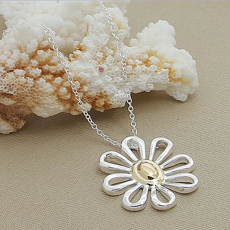 Fashion silver color chrysanthemum pendant necklace jewelry men and women jewelry prom jewelry