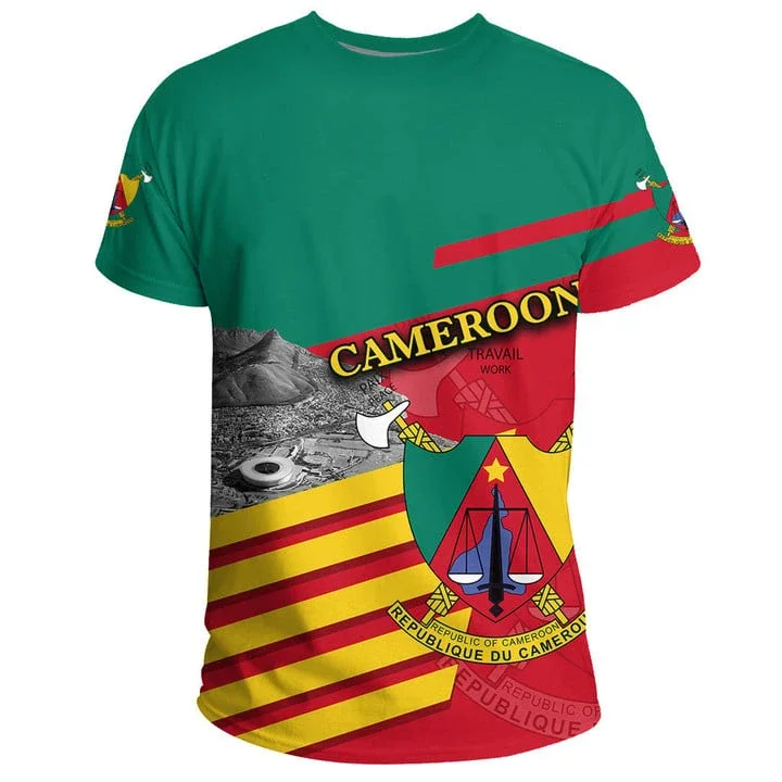 Africa Cameroon Flag Map 3D Printed T Shirt For Men Clothes National Emblem Lion Graphic T Shirts Sport Kids Jersey Boy Tee Tops