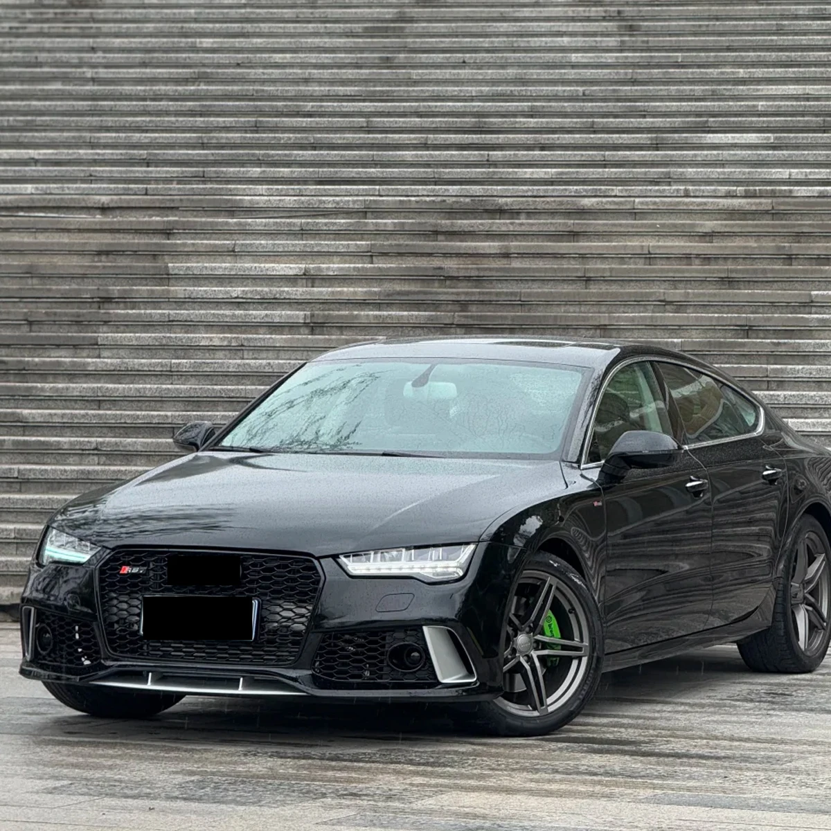 لأودي A7 تعديل RS7 2009 2010 2011 2012 2013 2014 2015 2016 2017 2018 سيارة الجبهة الوفير المفسد الجبهة اكسسوارات الديكور #4