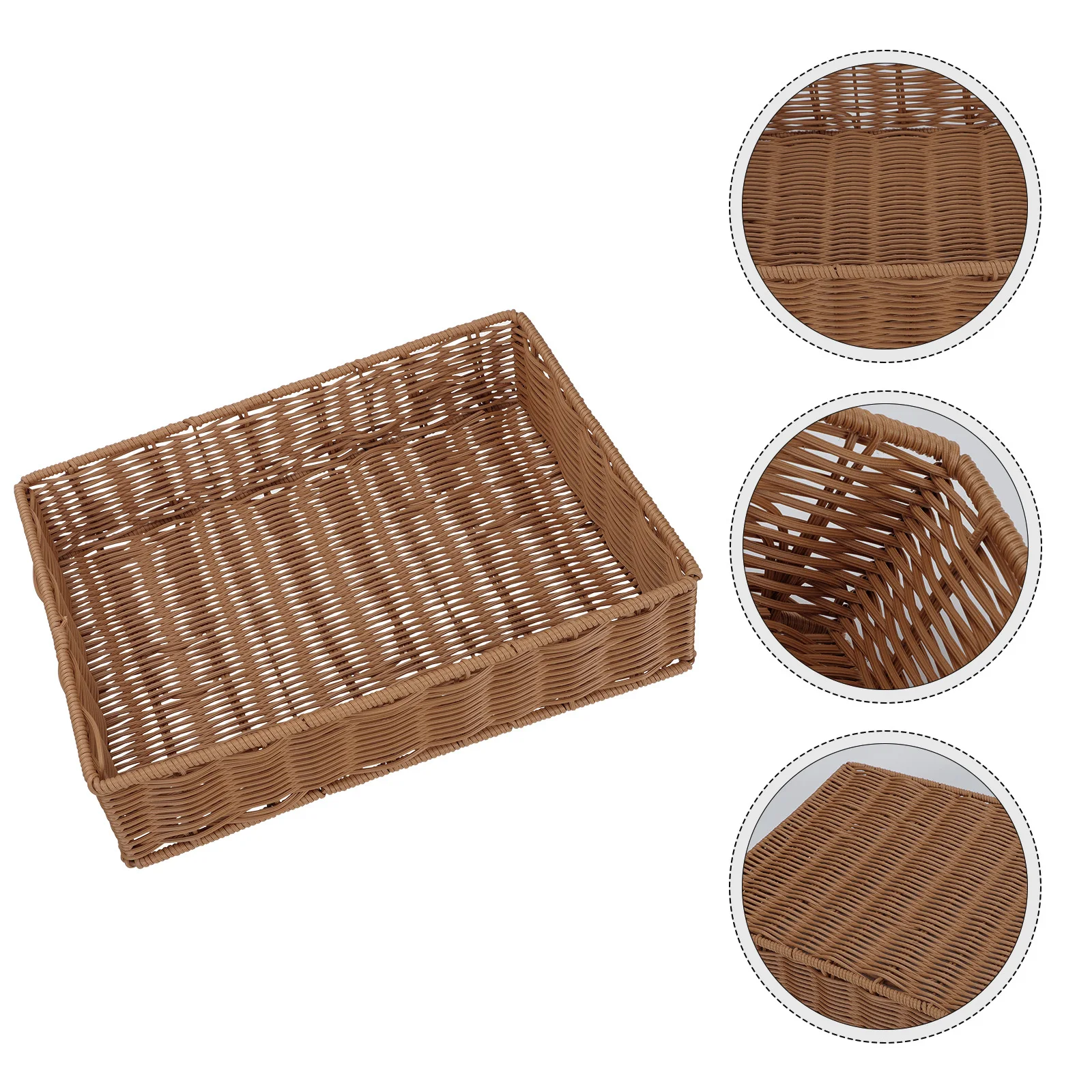 

1Pcs Storage Basket Multifunctional Fruit Basket Brown Rectangular Creative Woven Decorative Household Storage Organizer Picnic