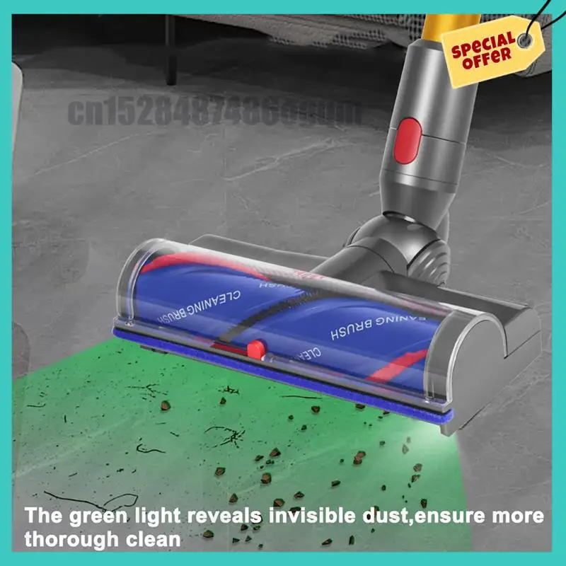 -ABJZ Direct Drive Head With LED Headlights For Dyson V7 V8 V10 V11 V15 Direct Drive Head Quick-Release Head Cleaner Brushes