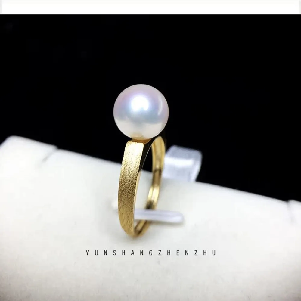 New Pearl Ring AAA11-12mm Natural Japanese Round Pearl Open Ring 925s