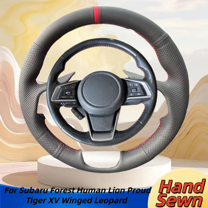 

Сшитый вручную кожаный чехол на руль автомобиля из микрофибры для Subaru Forest Human Lion Proud Tiger XV, аксессуары с крылатым леопардовым принтом