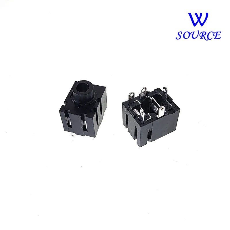 10Pcs 3.5mm Headphone Socket Fully Plastic 180 Degree Vertical Straight Insertion Five Pin Dual Channel Audio Headphone Base