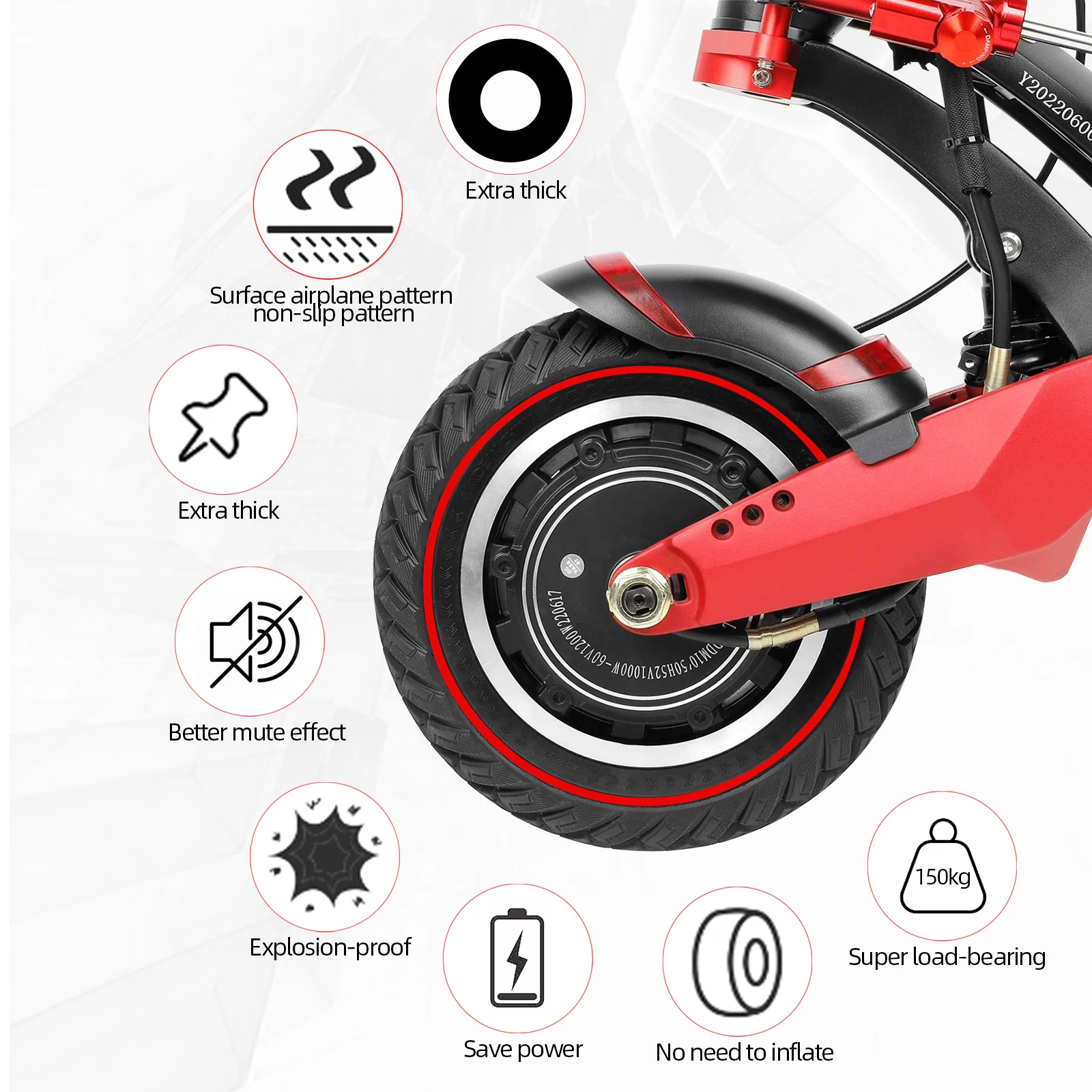 ULIP 10x3 Thickened Off-road Stab-proof Solid Tire For Zero 10x/Kaabo Mantis 10/Kugoo M4 Pro Scooter With 255x80 80/65-6 Tire