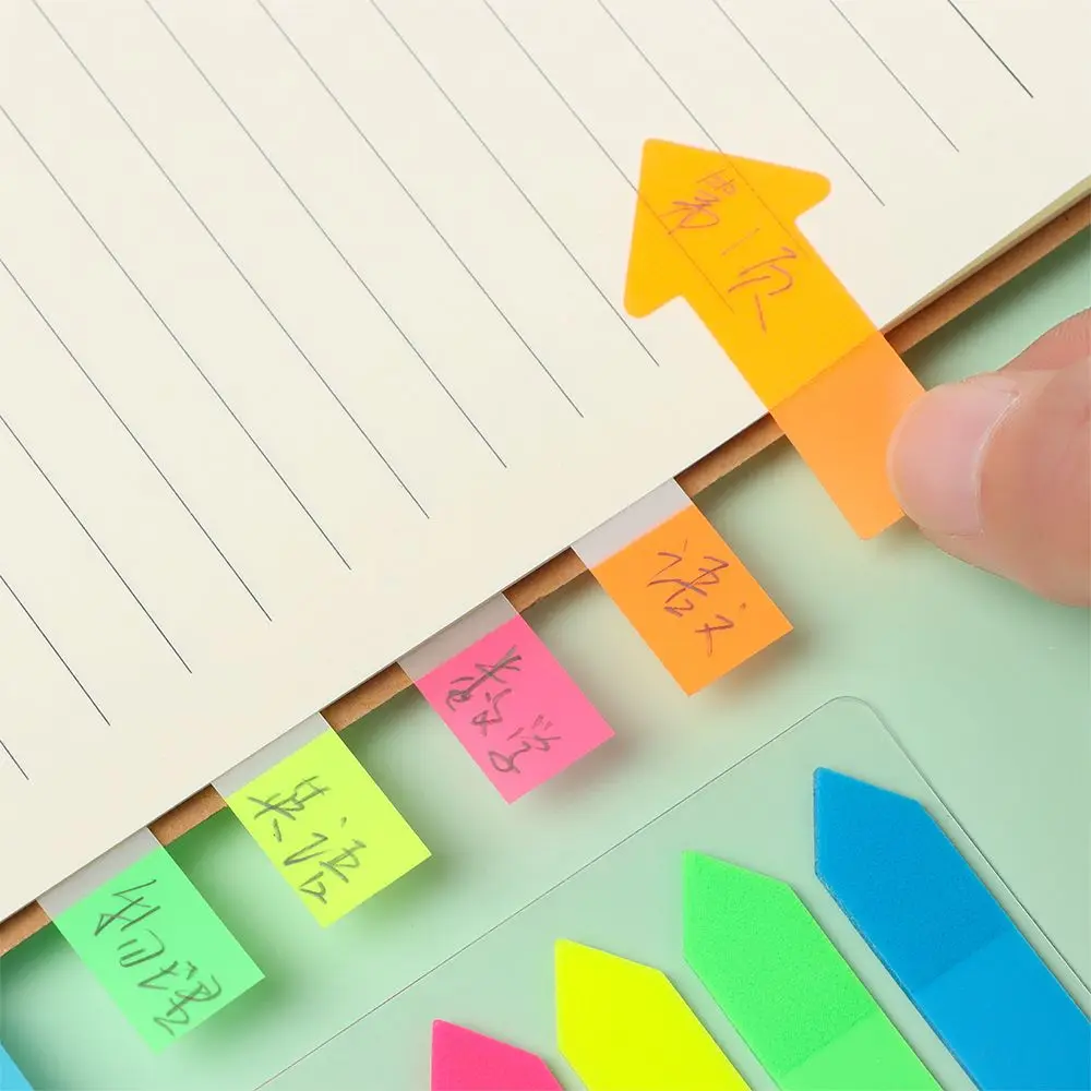 1 แพ็คสีเรืองแสง Sticky Notes Index Flags Bright สีหน้าสติกเกอร์ MeMO Pad โรงเรียนอุปกรณ์สํานักงานเครื่องเขียน