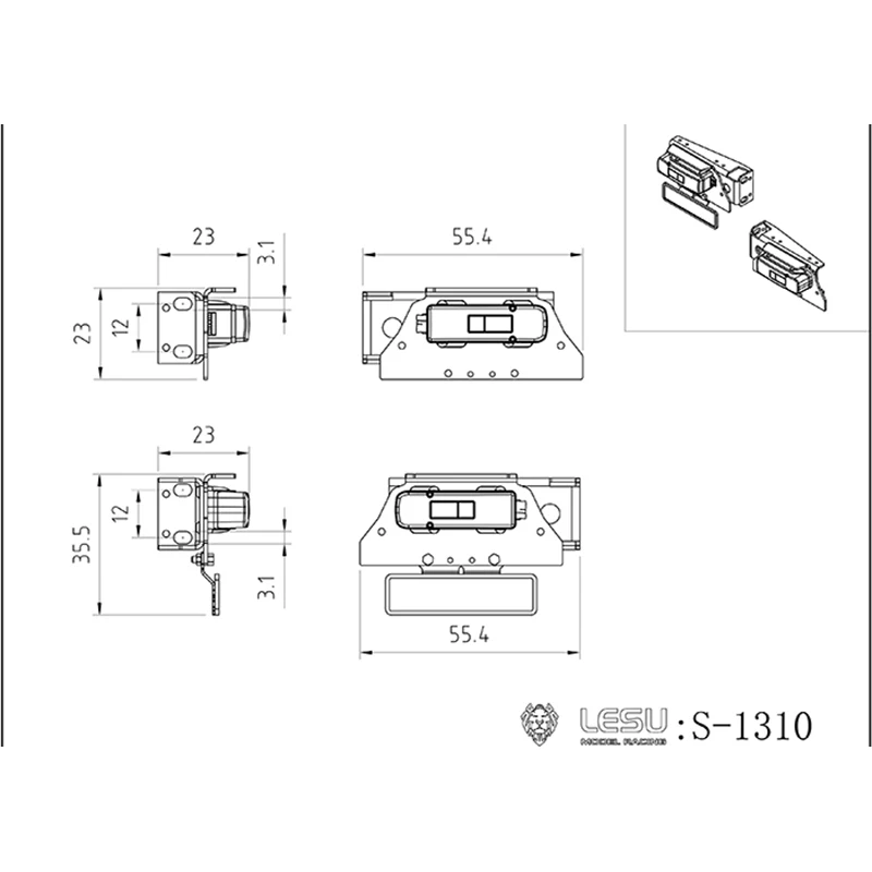 Plastic Taillight Led For 1/14 LESU RC Flatbed Tractor Truck Tamiyay Model Outdoor Toys TH19609