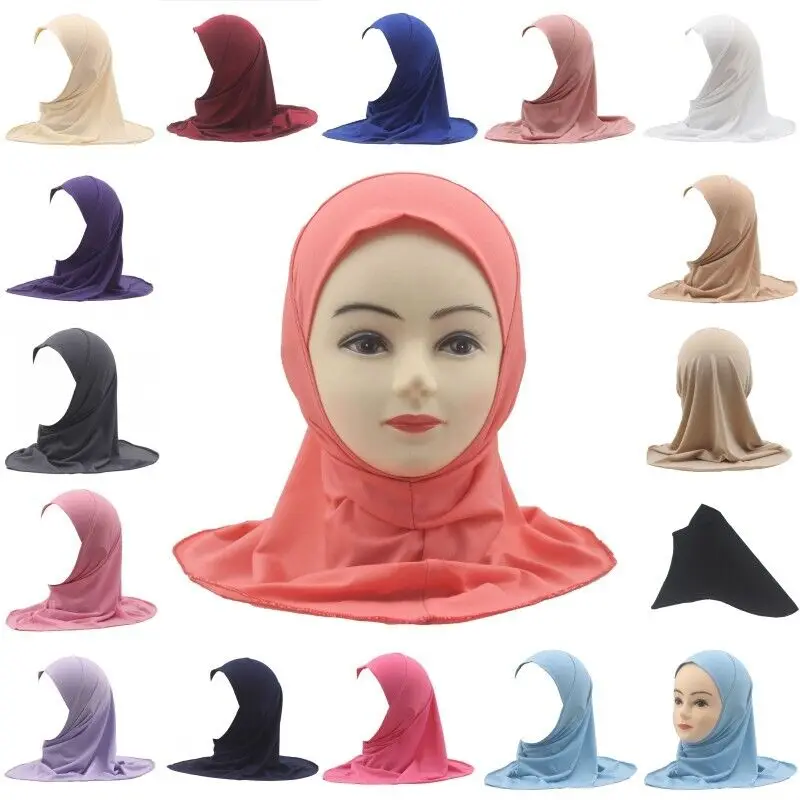 Middle Eastern Muslims Elastic Solid Color Ramadan Prayer Headscarf Girl Cute Headscarf Hat Arabic Shawl Headscarf
