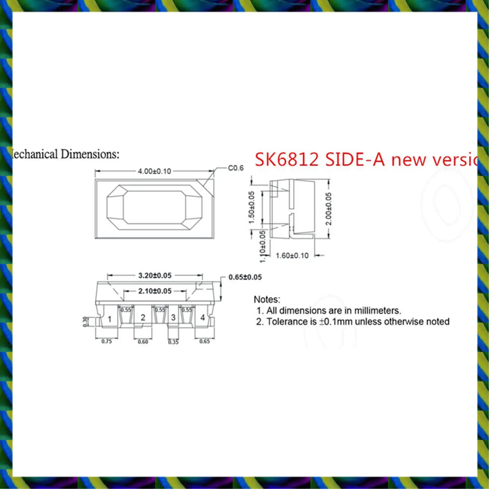 Ежедневно 600 шт. SK6812 SIDE-A SK6812 IC в светодиодном чипе, боковое освещение SMD 4020 RGB для полосового экрана, индивидуально адресуемое
