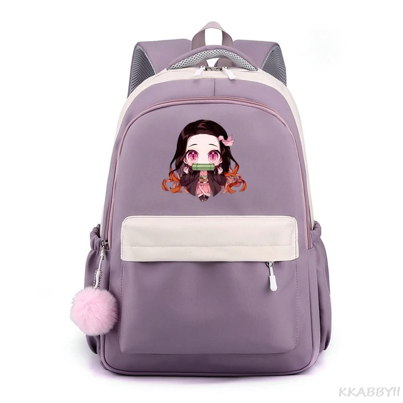 Kamado Nezuko Demon Slayer Anime Sweet Soft zaino per studenti di grande capacità studenti universitari Patchwork Laptop Simple Mochilas